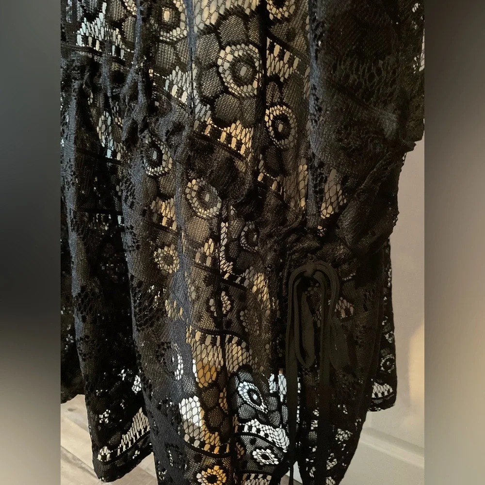 CJ Banks Black Lace Kimono Coverup One Size‎ Medium Large XL